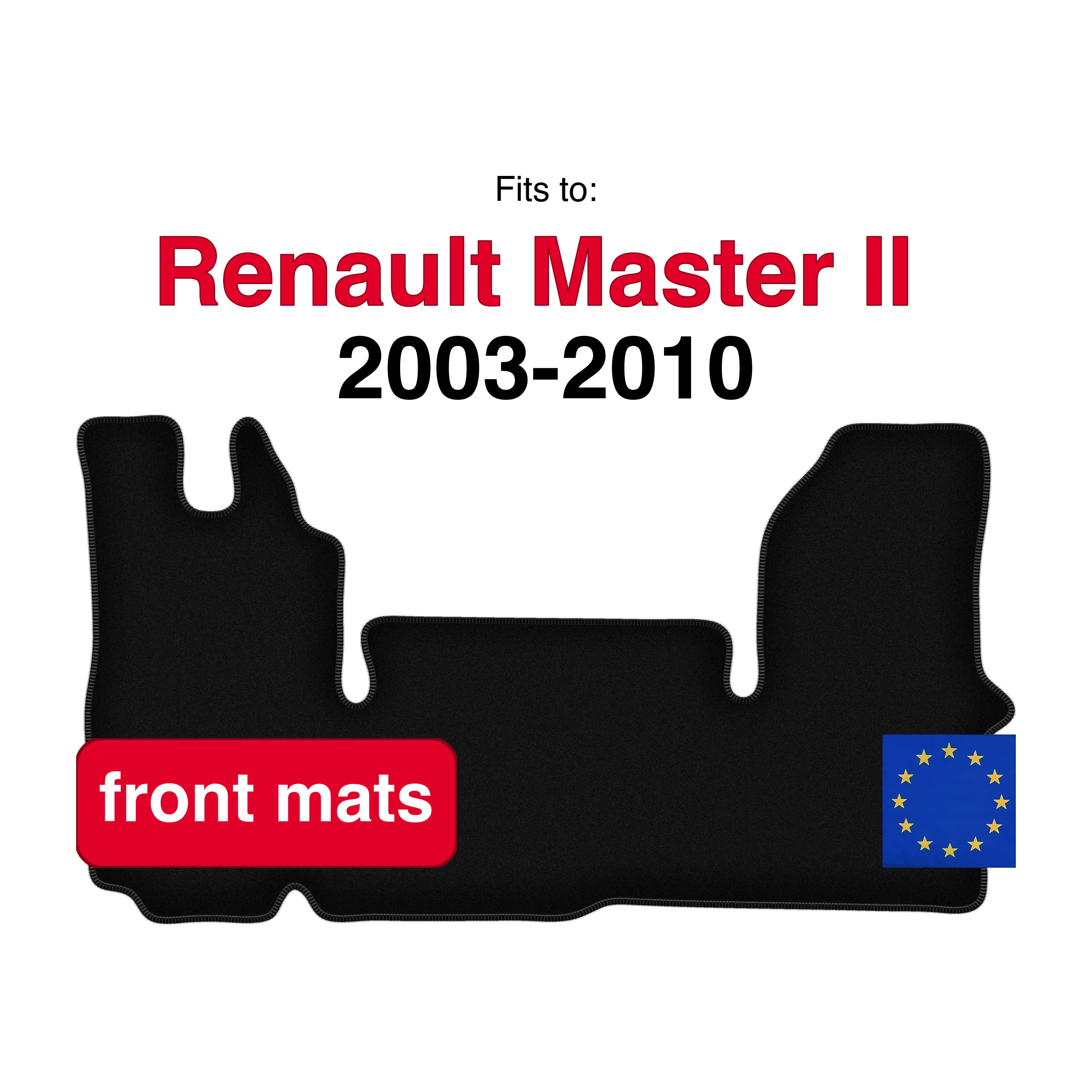 Image of Velours-Fußmatten vorne für Renault Master II Delivery (2003-2010) - Schwarz (2 Stück) Set Auto-Fußmatten vorne für Fahrzeugboden