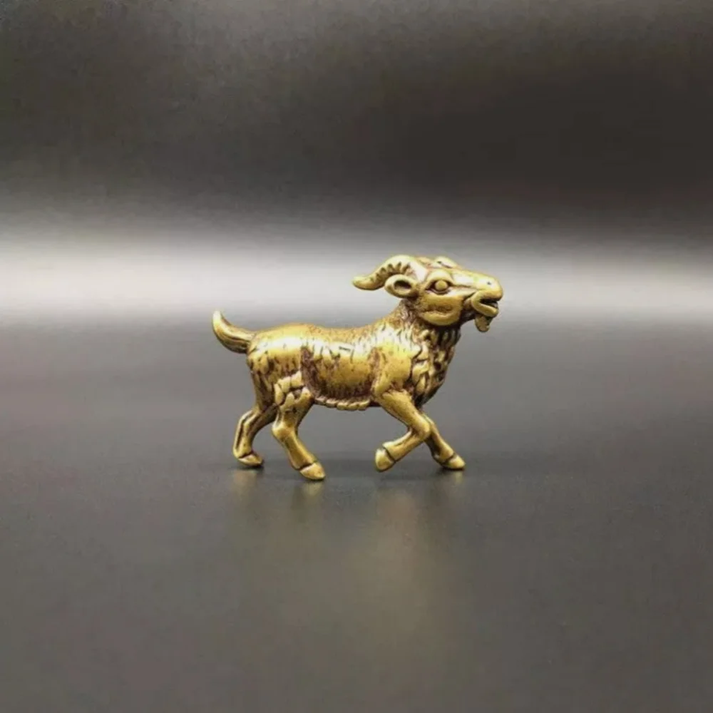 

Chinese Old Brass Copper Statue Hand Carved goat,Antique handicraft ornaments