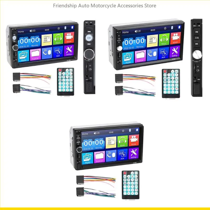 Автомобильный мультимедийный плеер, двойной Din, аудиовызов, 7-дюймовый ЖК-монитор с сенсорным экраном, MP5, FM-радиоприемник, резервная камера заднего вида