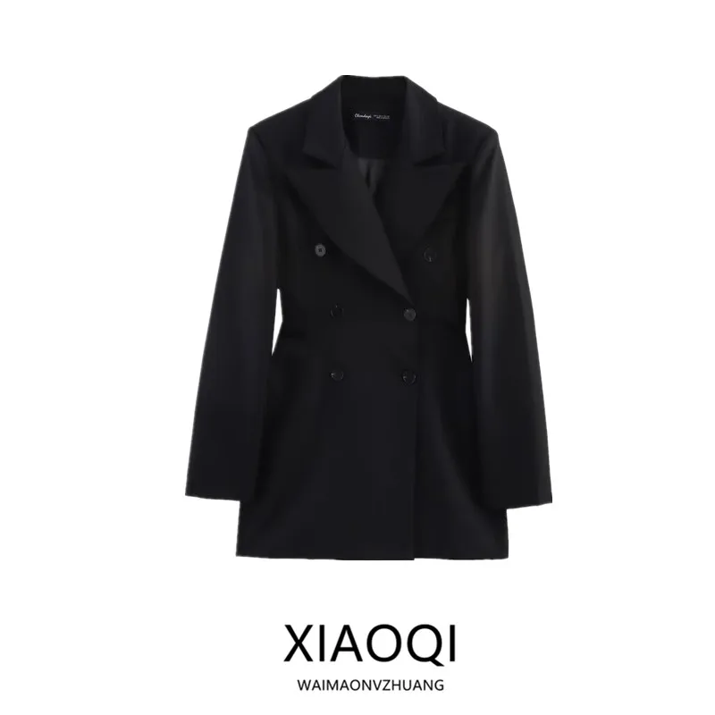 

Spring 2025 Women's Faion Loose Versatile Double-Breasted Dr Suit Jaet New Arrival Long Sve Regular Length