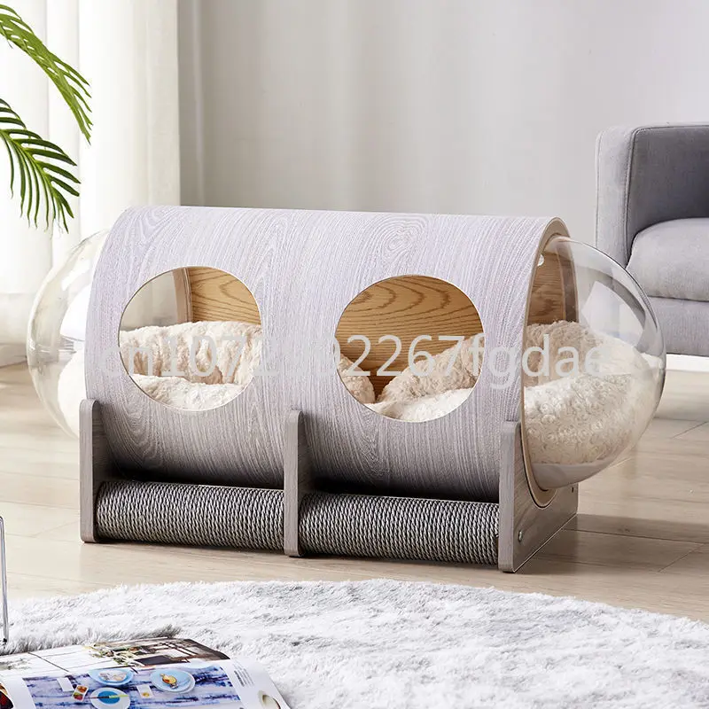 Netizen Space Module Transparent Cat Delivery Room Four Seasons Universal Closed Winter Cat House Solid Wood Cabin Cat Litter