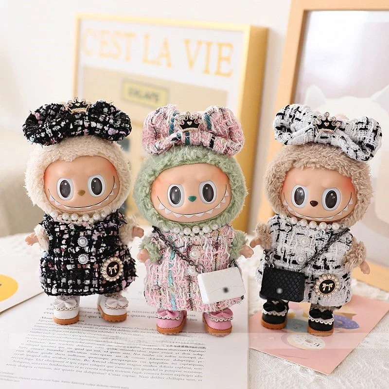 Ropa Labubu 17cm Doll Stylish Overalls Clothes Set Pendant Cute Clothes with Fragrant Style For V1/V2 Labubu