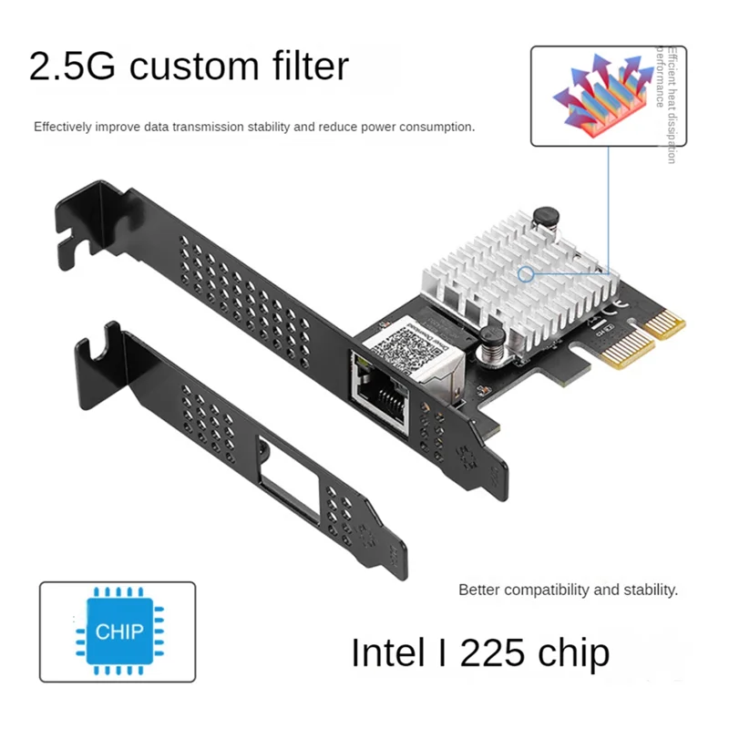 2.5G Single Port Gigabit LAN Card Power Port 2500M Desktop Server Gaming Gaming LAN Card IO-PCE225-GLAN