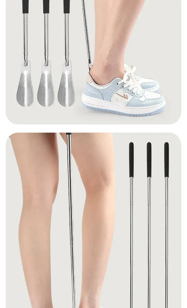 1/2 Stücke Einziehbare Schuhlöffel aus Metall 31 cm-65 cm Schuhlöffel mit langem Griff Schwangere Frau Ältere Schuhlöffel Einziehbarer Schuhspatel – Detail 8