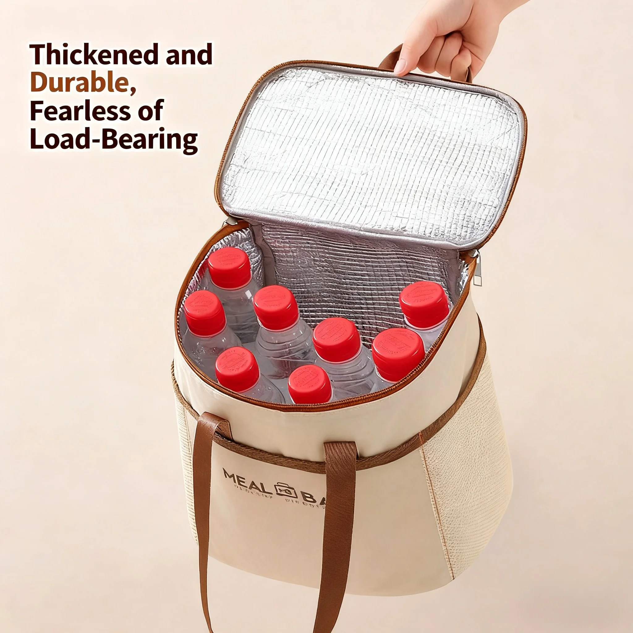 حقيبة غداء محمولة صندوق معزول للطعام صندوق معزول بحزام كتف مقاوم للماء، حقيبة صندوق غداء محمولة باليد، ألومنيوم طازجA-DH