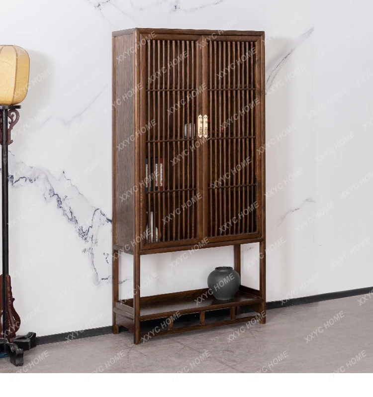 S New Chinese Zen Bookcase Old Elm Clothes Closet North America Walnut