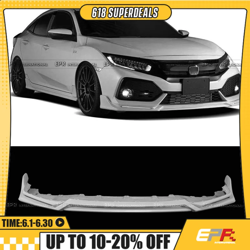 Vidrio para 17 en adelante Civic FK7 Hatchback BTZ estilo labio frontal con FRP debajo del difusor