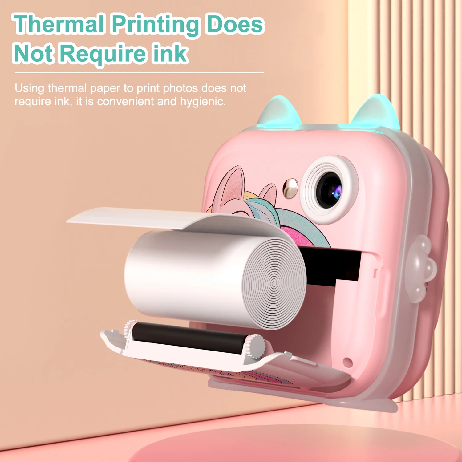 Kinderkamera Sofortdruck Foto Videoaufzeichnung 32G HD Digitalkamera Thermodruck Weihnachtsgeburtstagsgeschenke für Kinder