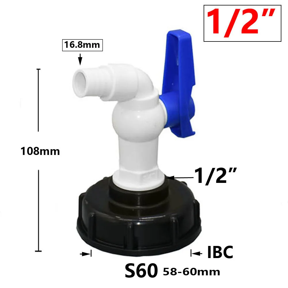 60mm IBC zawór adaptera zbiornika S60X6 gwint stromy ogród do szybkiego łączenia kran 1/2 3/4 \