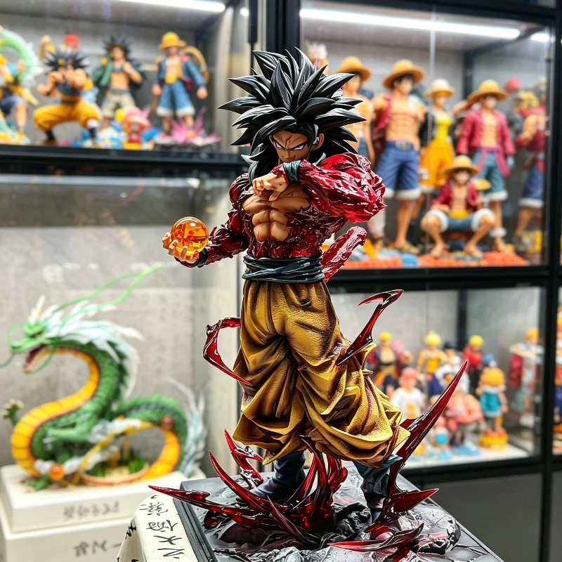 Figura de Anime de Dragon Ball GT Super Saiyan 4 Goku de 34 cm/13,4 pulgadas, Estatua de Goku SS4 con Daños de Batalla, Adorno de Escritorio, Modelo Coleccionable