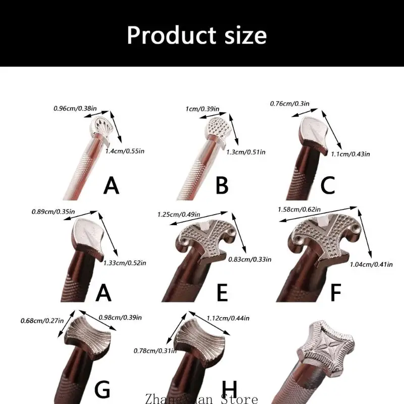 3XUF Lederprägewerkzeug, Metallstempelwerkzeug mit ergonomischem für DIY-Lederhandwerk, Arbeiten, Brieftasche, Gürtel – Detail 6