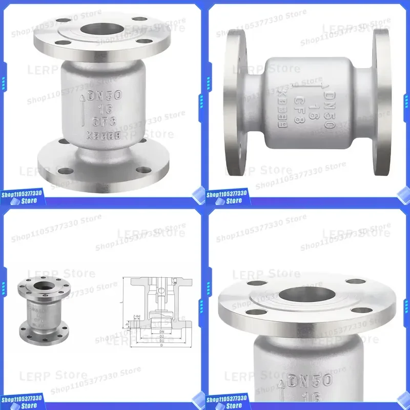 Custom Stainless Steel 304 Pipe Steam Water Flow One Way Relief Control DN150 Flange Vertical Check Valve