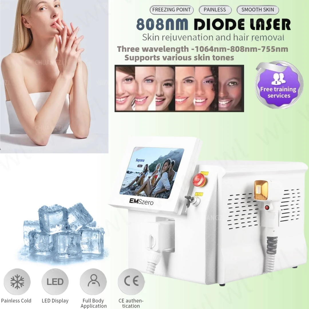 Diode Laser Hair Removal Machine Professional 3 wavelengths 808 1064 755 Non invasive painless ice point permanent hair removal