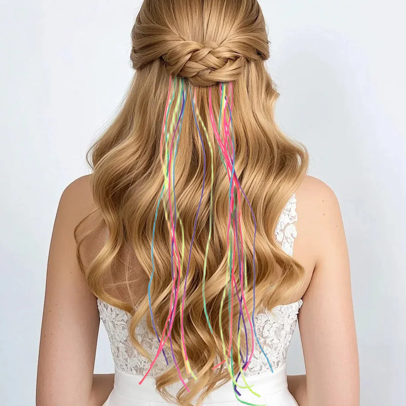 

10pcs Colorful Braiding Hair Rope Ponytail Tie Elastic Styling Band For Dance Party Festive Accessories Diy Braids String