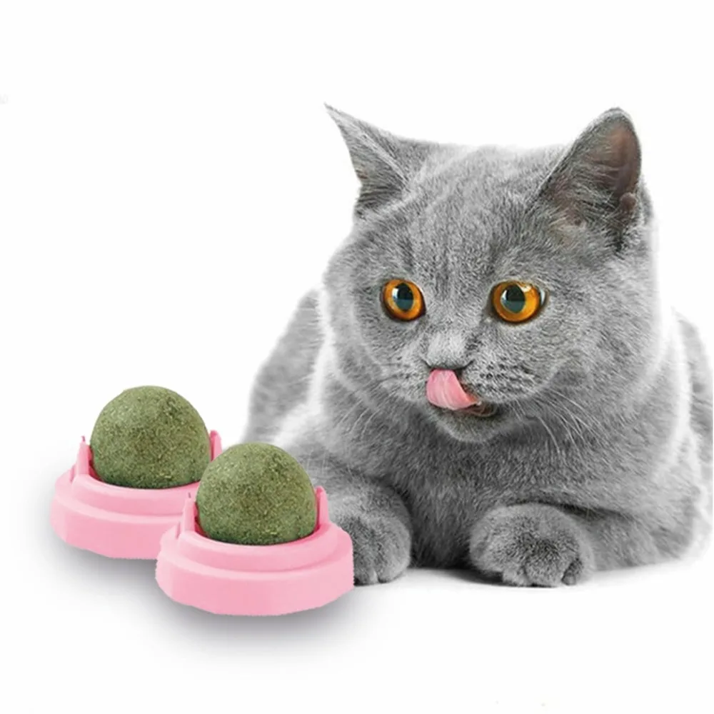 Juguete de Pared para Gatos con Catnip Natural, Bola Adhesiva Rascadora, Premios para una Digestión Saludable, Snack de Hierba Gatera para Gatos de Interior, Juego Activo