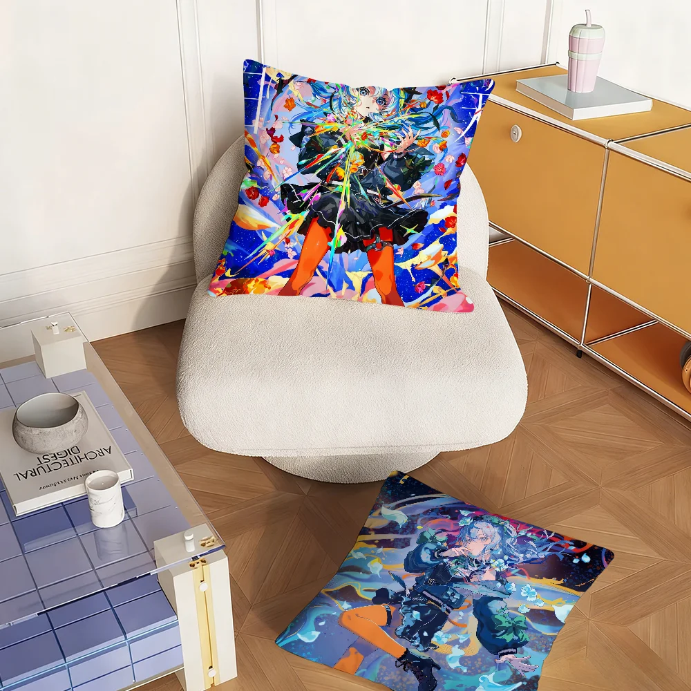 Singer H-Hoshimachi-Suisei Anime Pillow Case Sofa Living Room Bedroom Headboard Backrest Square Cushion Nap Time