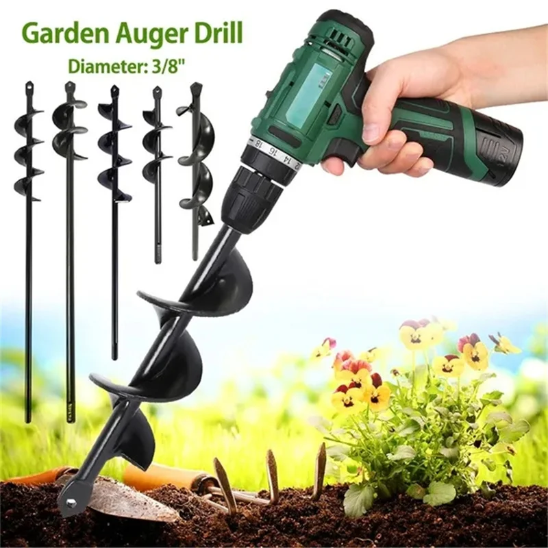 Espiral Hole Digger para Plantio de Sementes Ground Drill Earth Drill Garden Auger Bit Tool Flower Planter Tamanhos