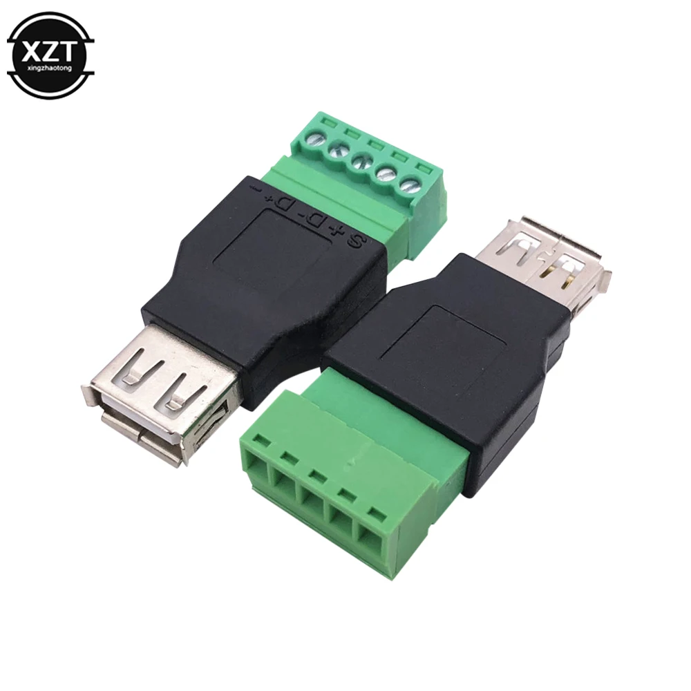 1Pc USB 2.0 유형 A 남성/여성-5 핀 나사 커넥터 USB 잭(쉴드 포함) USB2.0-나사 터미널 플러그
