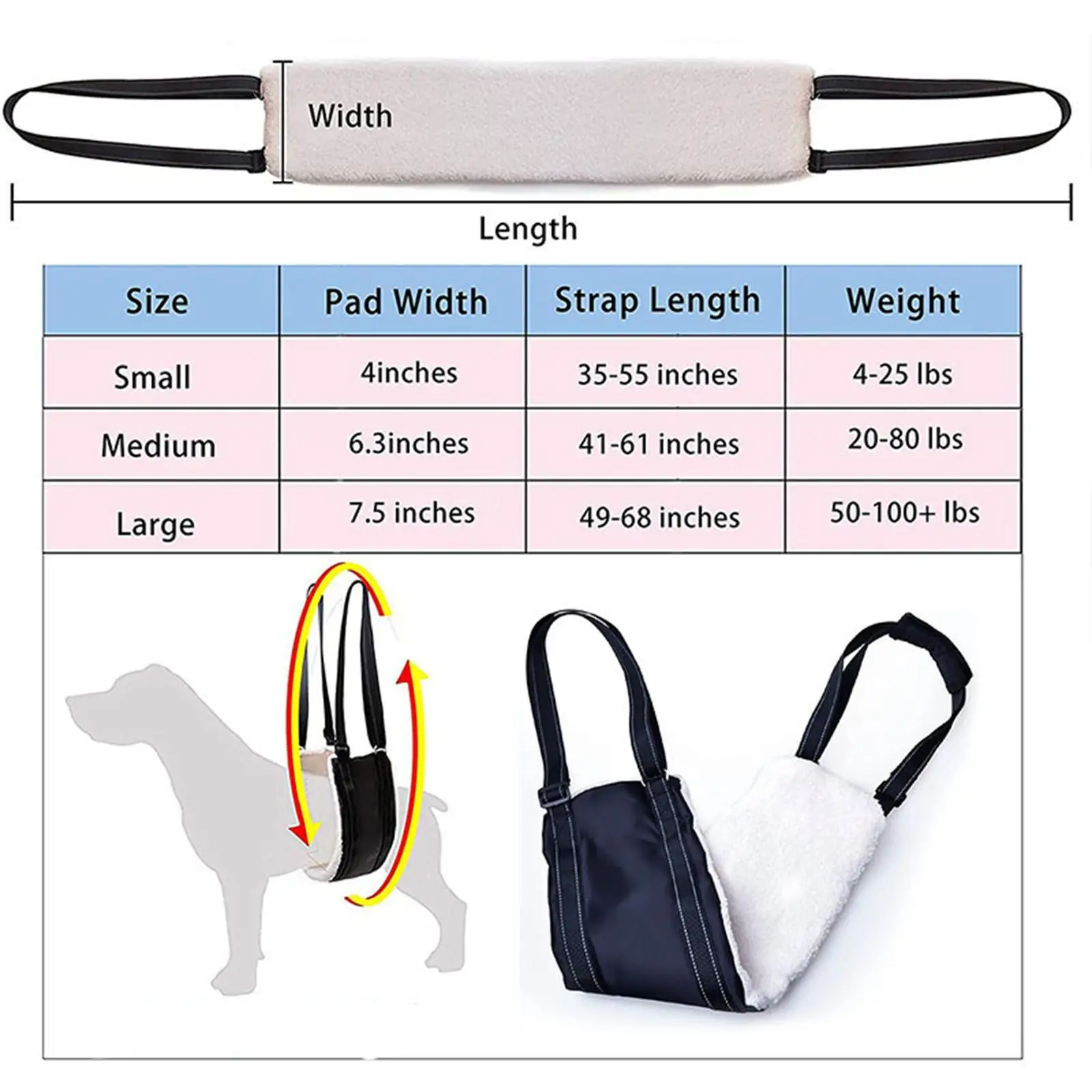 Dog Mobility Support Harness for Weak Rear Legs - Assistive Aid for Canines