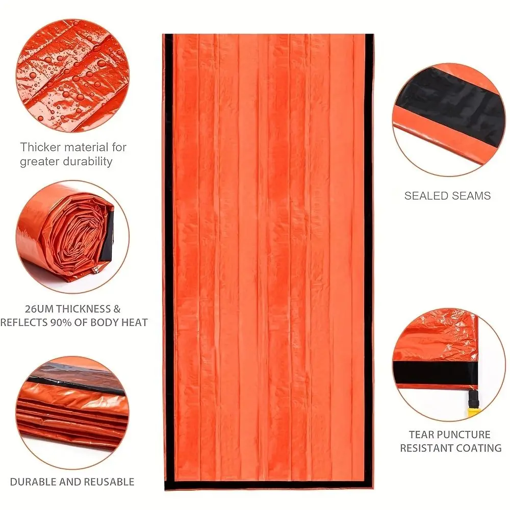 Saco de Dormir de Emergencia Ligero, Portátil, Impermeable, Térmico, Compacto, con Aislamiento Térmico Mejorado, para Senderismo