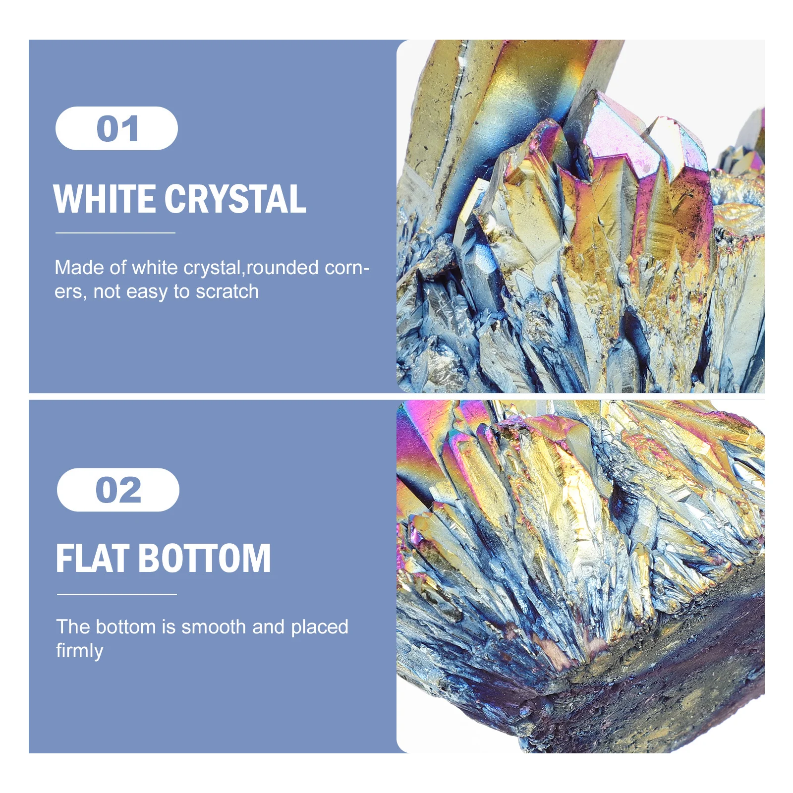 

Rainbow Crystal Cluster Adornment White Irregular Natural Stone Desktop Decor Feng Shui Ornament Home Gift Health Wellness