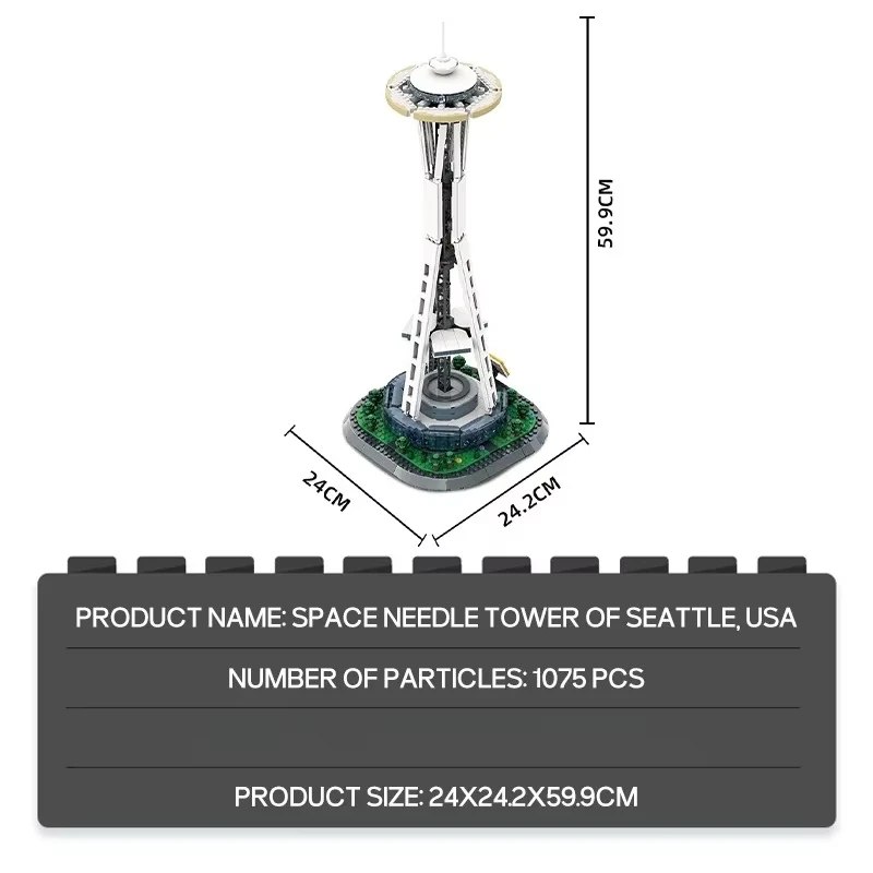 MOC Seattle Space Needle Building Set, berühmtes World Landmark Architekturmodell für Erwachsenenkollektion, Weihnachtsgeschenk