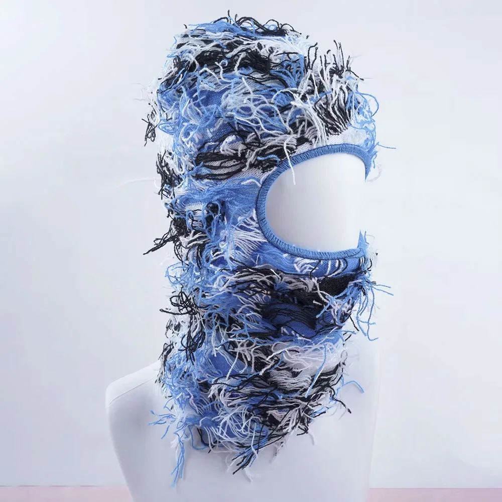 Winter Distressed Balaclava Ski Mask for Men Women Fuzzy Full Face Shiesty Beanie Knitted Camouflage Outdoor Skull Cap