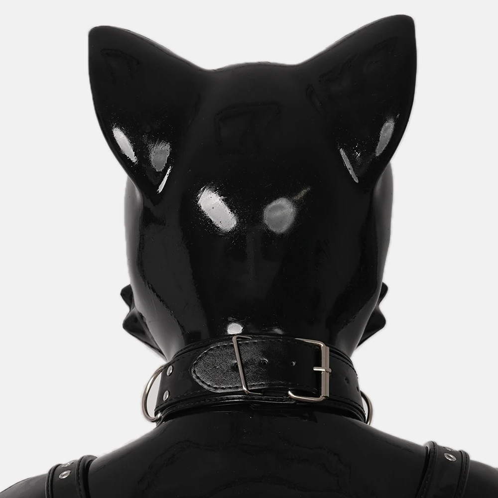 Furrjoi Silicone Ico Drone Mask Furry Fetish Fursuit Pet Play Hood with Lollipop for Cosplay Costume Halloween Patty