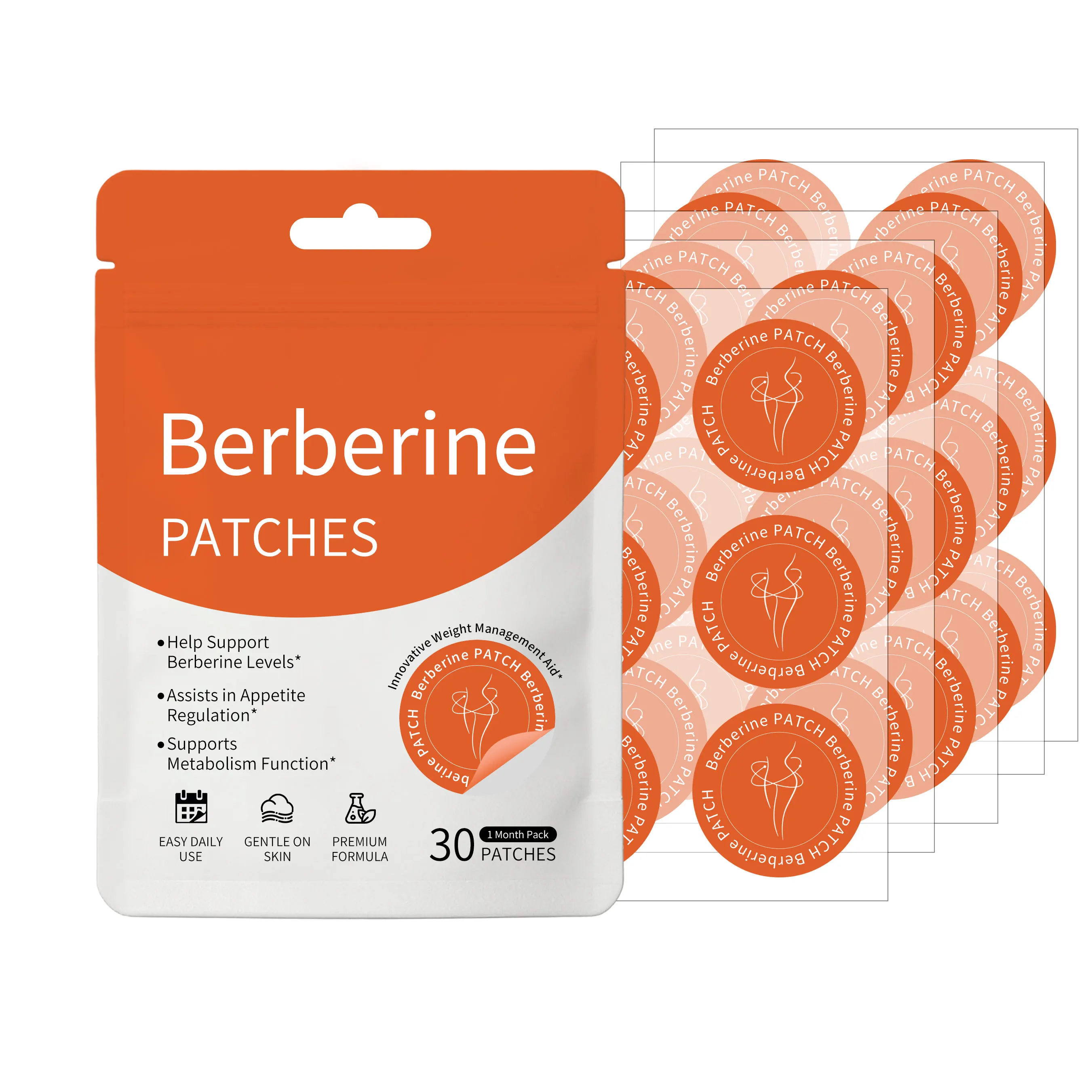 30/60PCS Berberine Patches Management Assistance Highlights Body Contours Promote Internal Balance Daily Body Care Support Patch