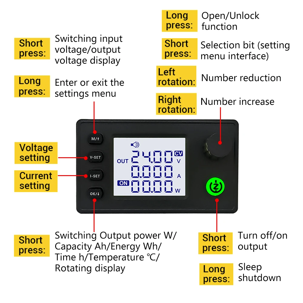 Modul pengisian daya konstan voltase konstan, catu daya DIY Meningkatkan/Buck dapat disesuaikan DC 6-36V 40W/90W