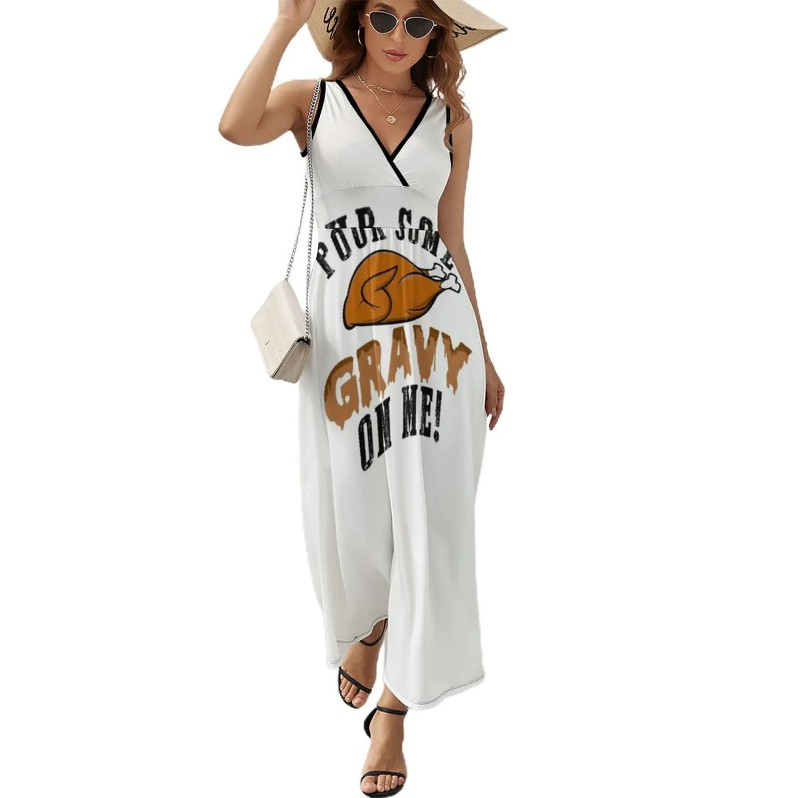 

Pour Some Gravy On Me funny cartoon turkey thanksgiving gift Sleeveless Dress Cocktail of dresses Dresses gala