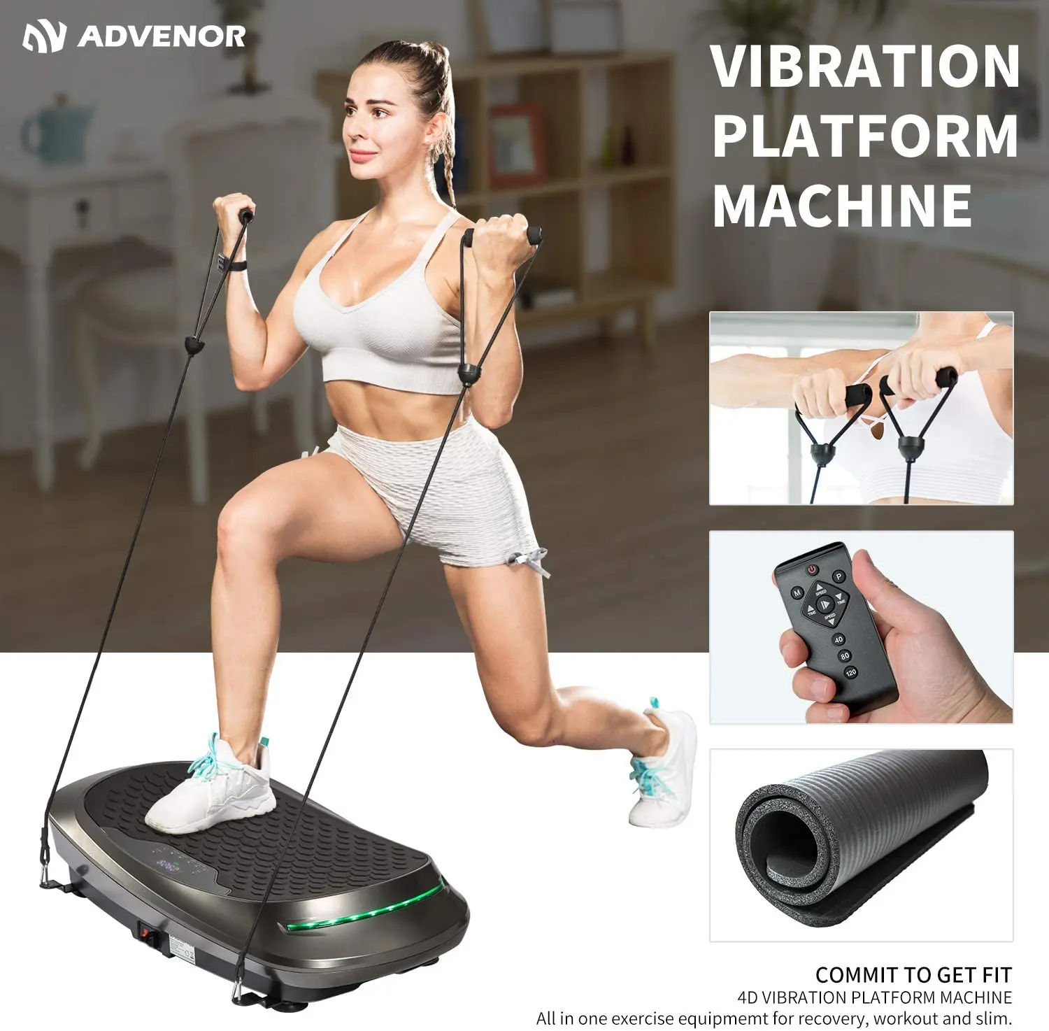 4D Vertical Whole Body Vibration Plate 3d New Home Use Fat Burning Exercise Equipment with Music ABS Material Direction