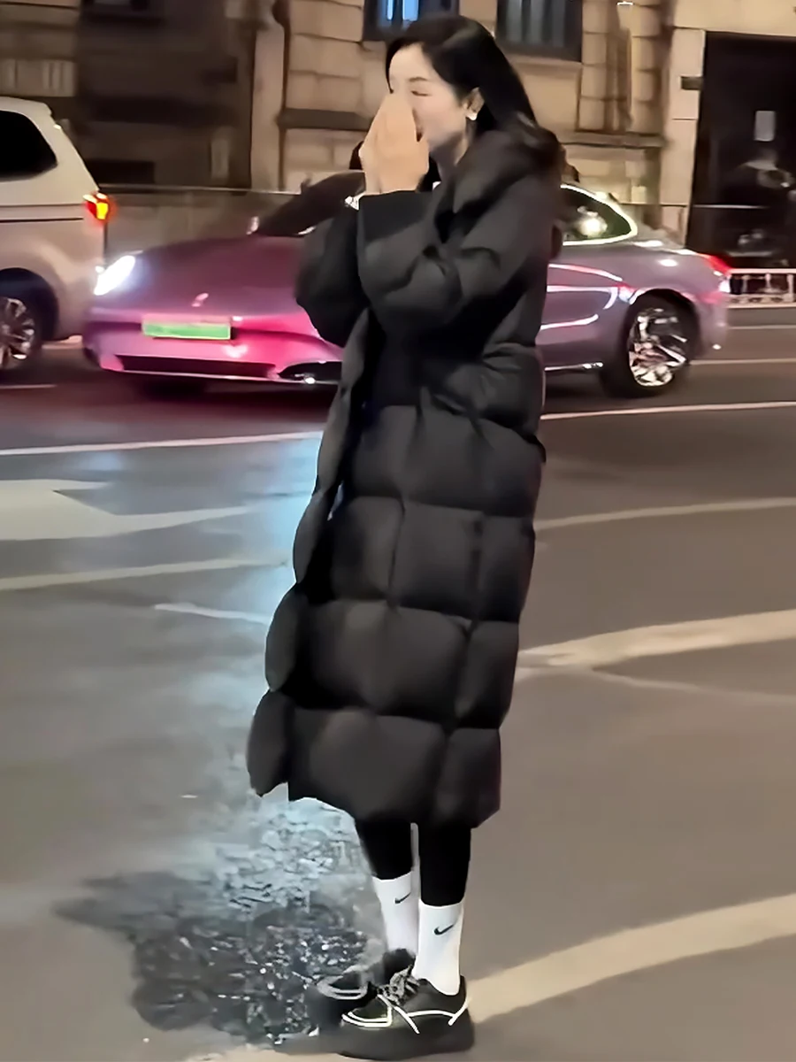 Invierno Thiened blanco Du down Jaet mujer abrigo con cuello Faionable cálido viajero Sle longitud media otro cuello