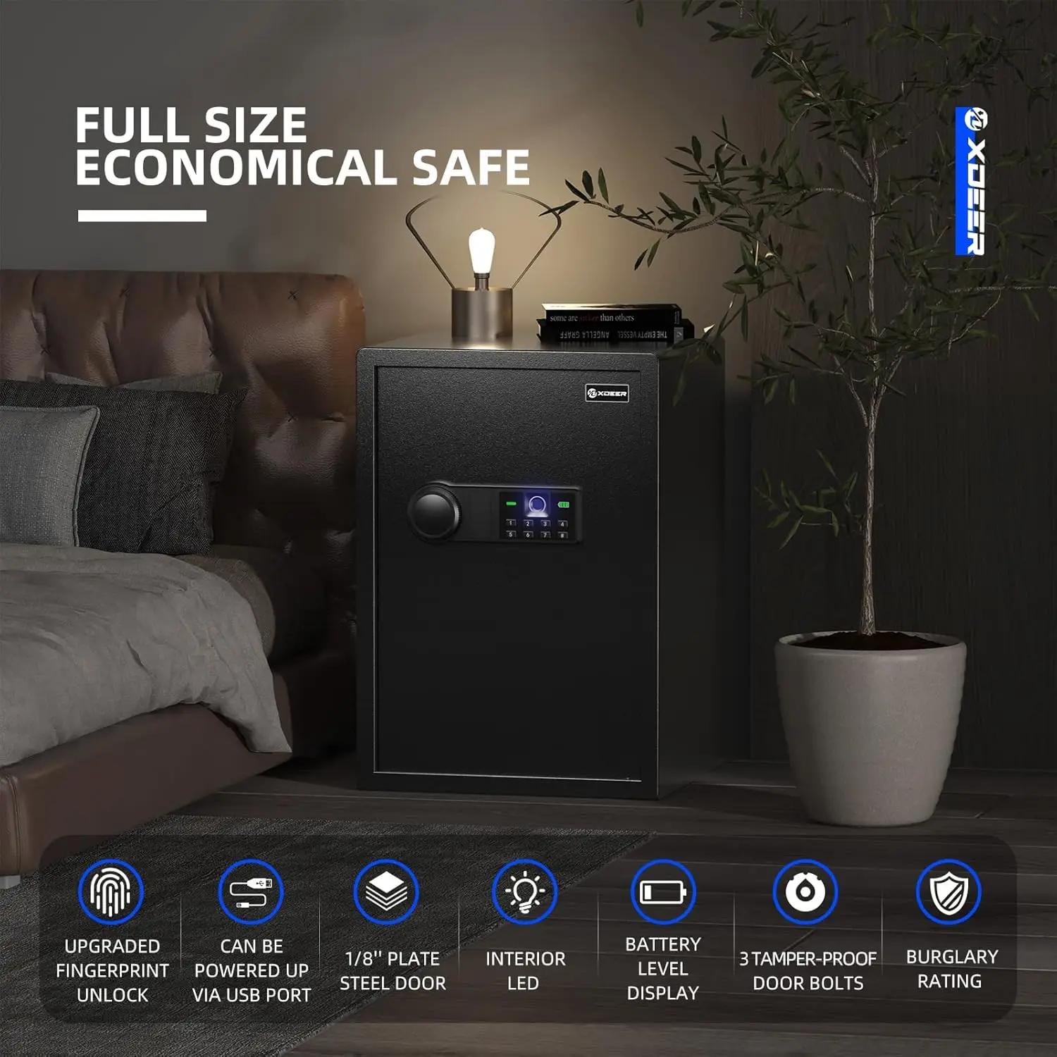 Biometric Safe Box, Quick-Access Security Safe Box with Upgraded Fingerprint, Steel Handgun Safe Lock Box for Kid/Home/Office (2