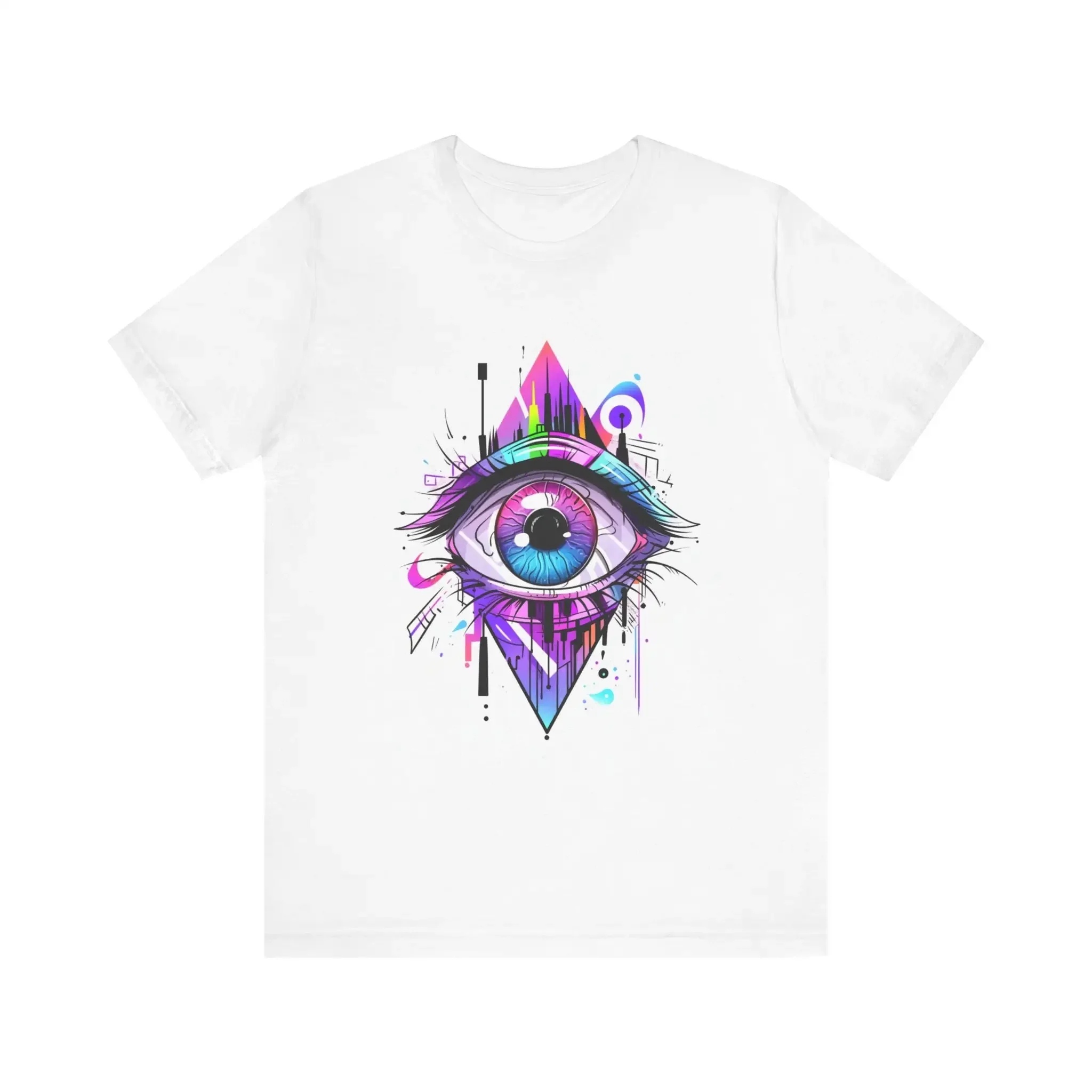 T-shirt Abstrait Illuminated Eye, Style Psychedélique, Art Visionnaire Spirituel Vibrant, Top