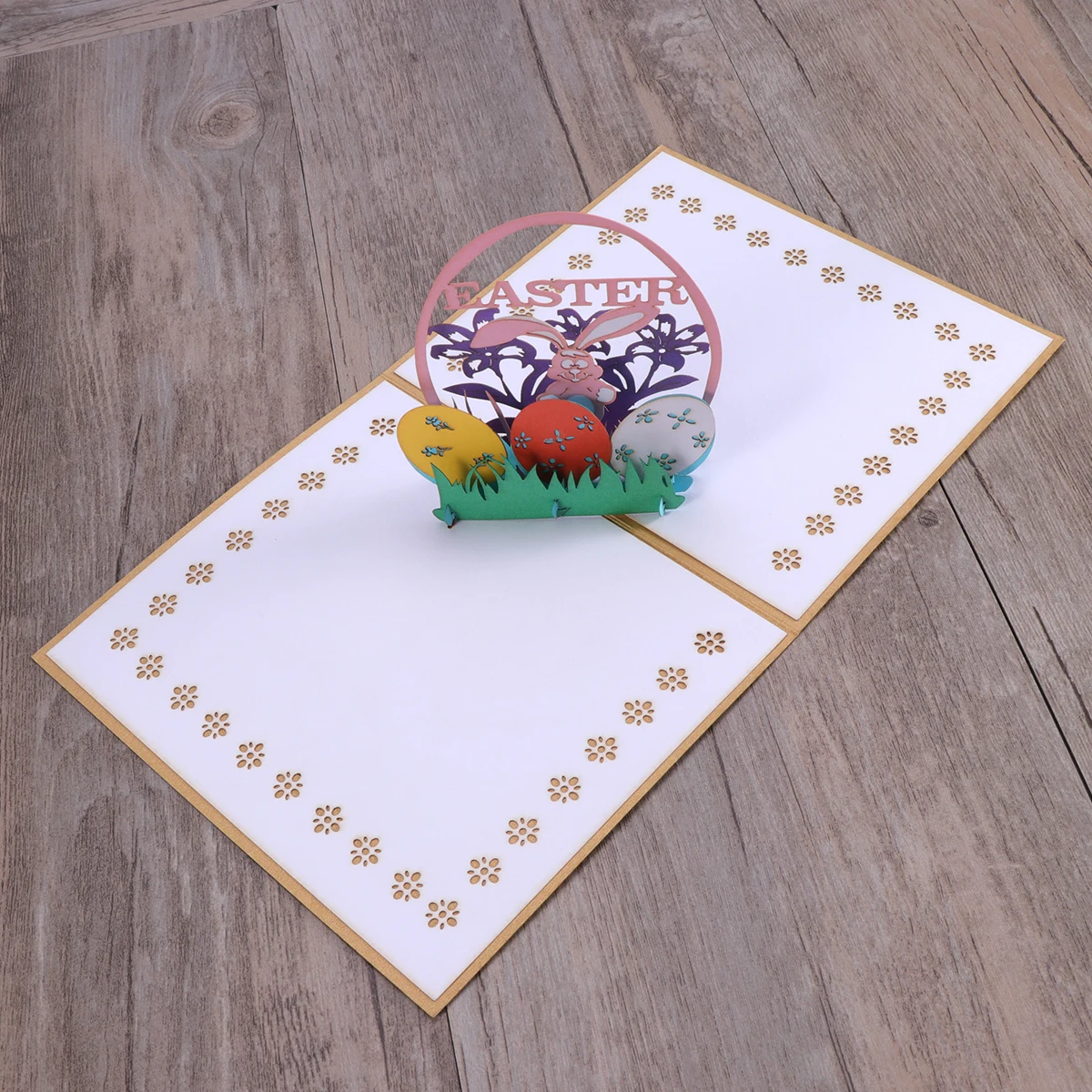 

3D EASTER кролик и яйца цветы вырезы Пасхальные открытки поздравительные открытки ручной работы праздничный подарок на Пасху (бежевый)