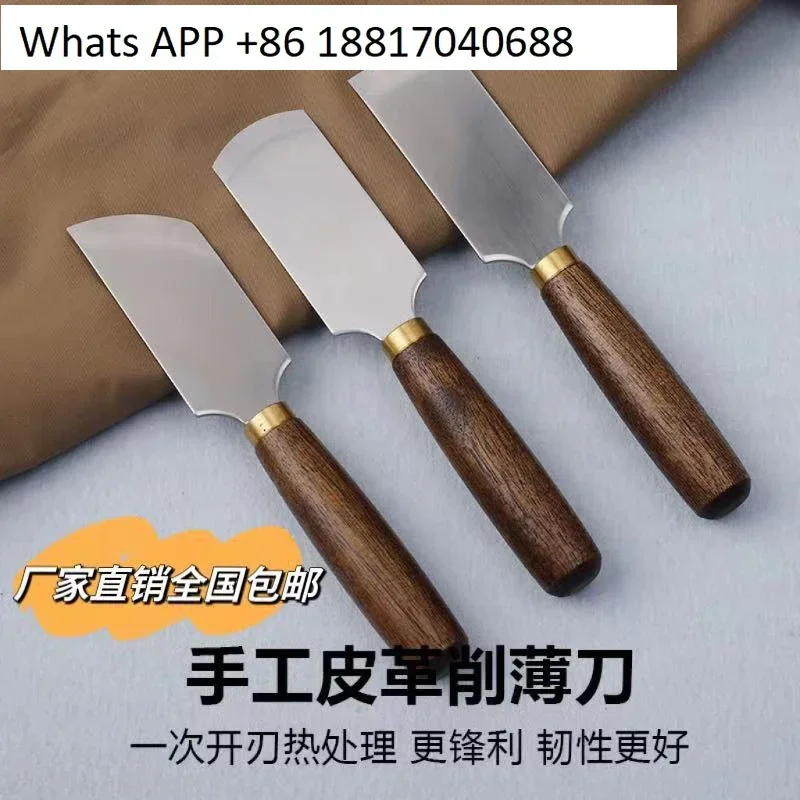 Walnut handle Japanese thin knife cutting leather knife oblique knife handmade leather leather goods