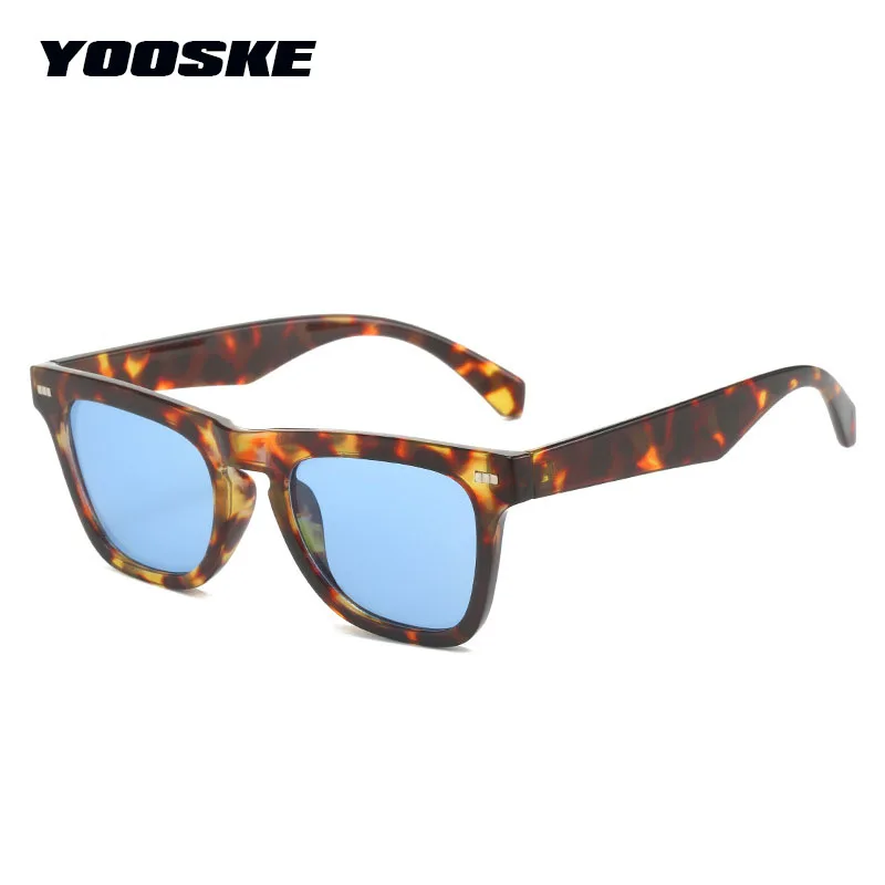 YOOSKE Square Sunglasses for Women Men Vintage Rivet Sun Glasses Male Brand Design Driving Goggles Shades UV400 Mirror