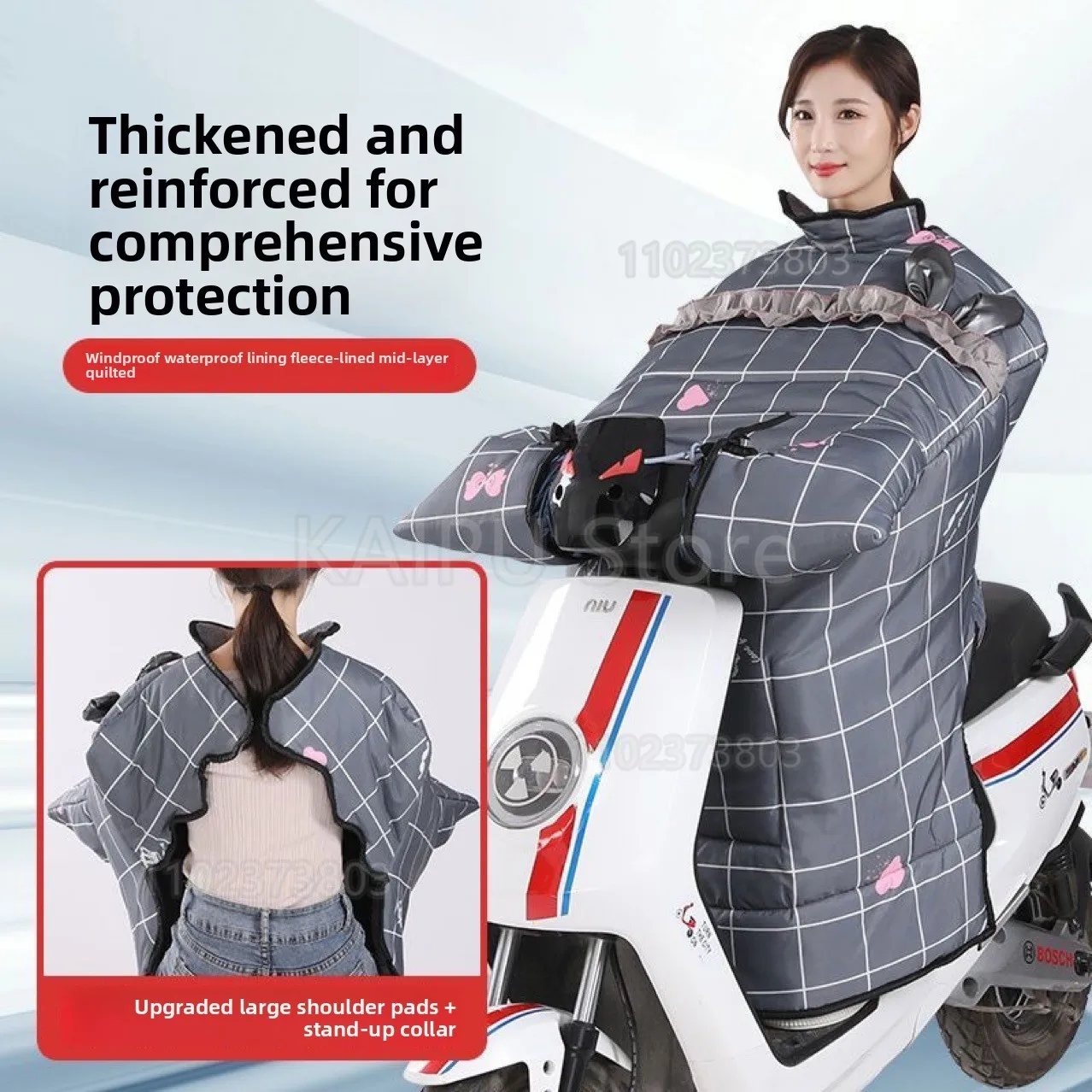 Electric vehicle windshield quilt winter classic piled thickened battery car waterproof windshield universal winter model