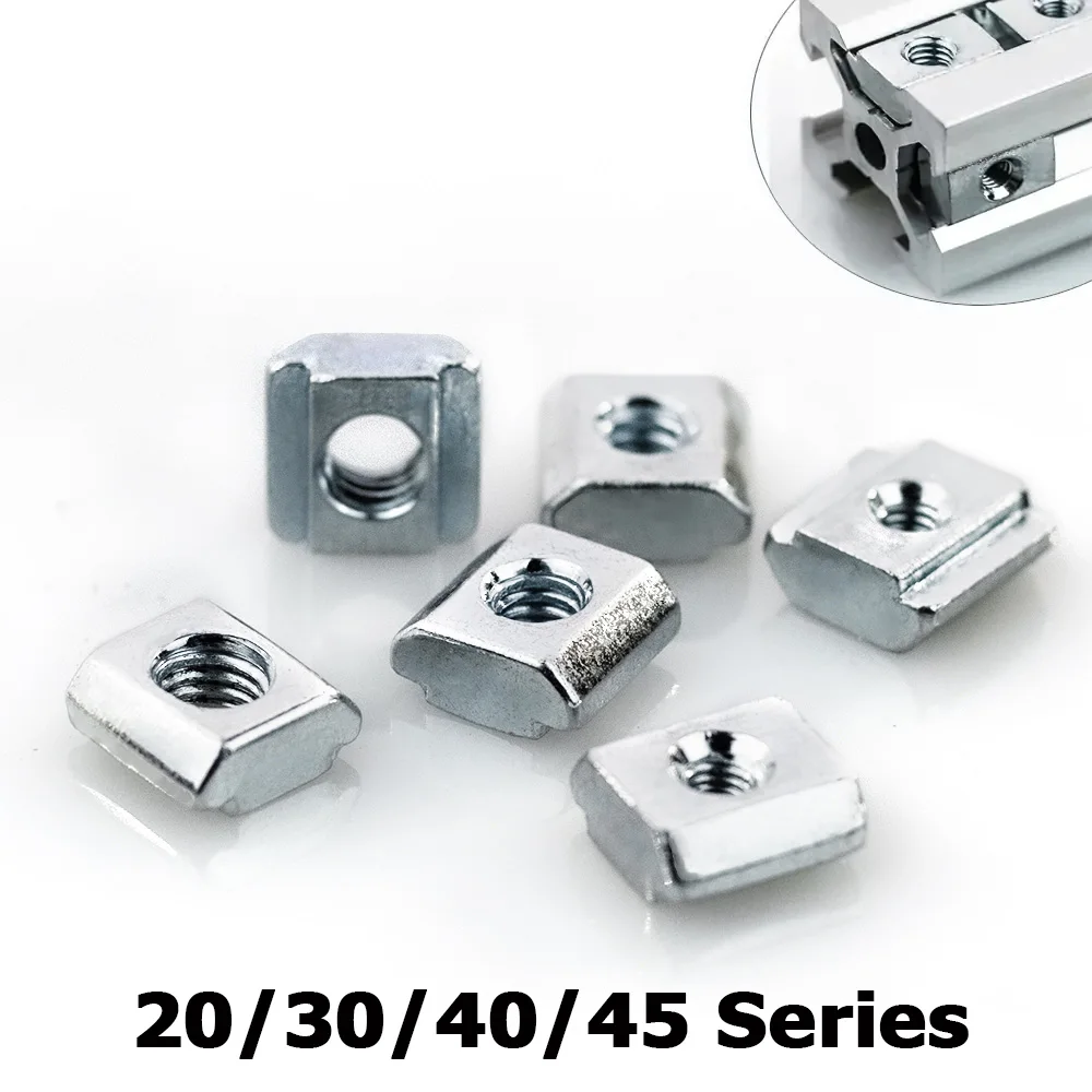 ファスナー用スライディングハマーナット,tブロックスクエア,アルミニウムプロファイル,m3,m4,m5,m6,m8,m10,2020, 3030, 4040, 4545,バッチあたり50個