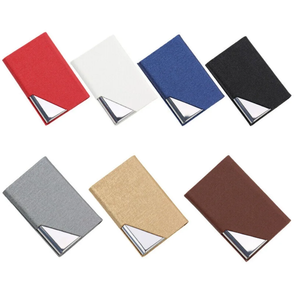 Fashion Business Card Holder with Magnetic Buckle Slim Pocket Name Card Holder PU Leather Stainless Steel Credit Card ID Case