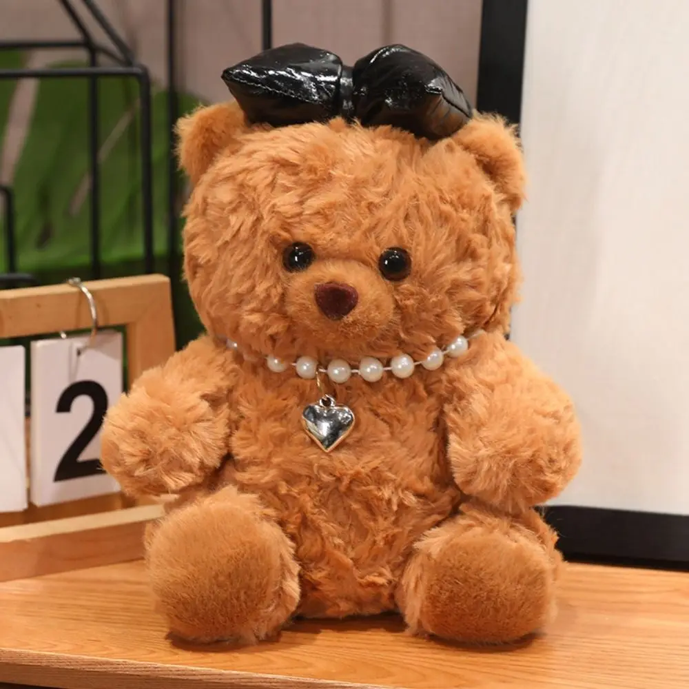 

Fluffy Dress Up Bear Plush Toy Pearl Necklace Camera Plush Bear Doll Cartoon Bow Stuffed Animal Pillow Sofa Decoration