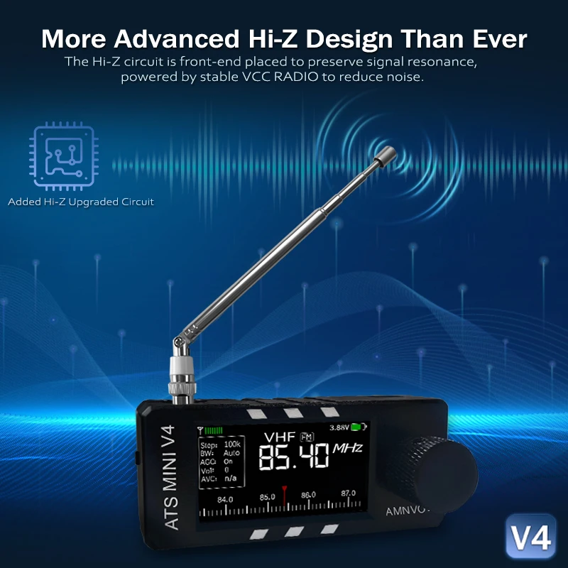 V4 AMNVOLT ATS Mini SI4732 جميع الموجات يدعم AM/FM/SSB/LSB/USB المدمج في Hi-Z مضخم ضوت سماعات الأذن لـ HAM