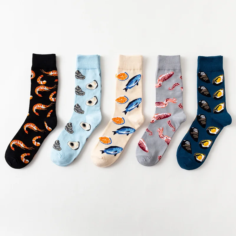 

Fashion Color Couple Seafood Series Tide Cotton Socks