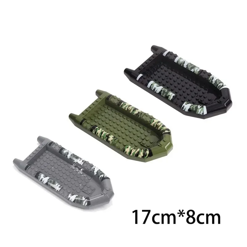 MOC Military Vehicle Special Camouflage Boat Building Block Figures Soldier Speedboat WW2 Warship Model Brick Brickset Kid Toys