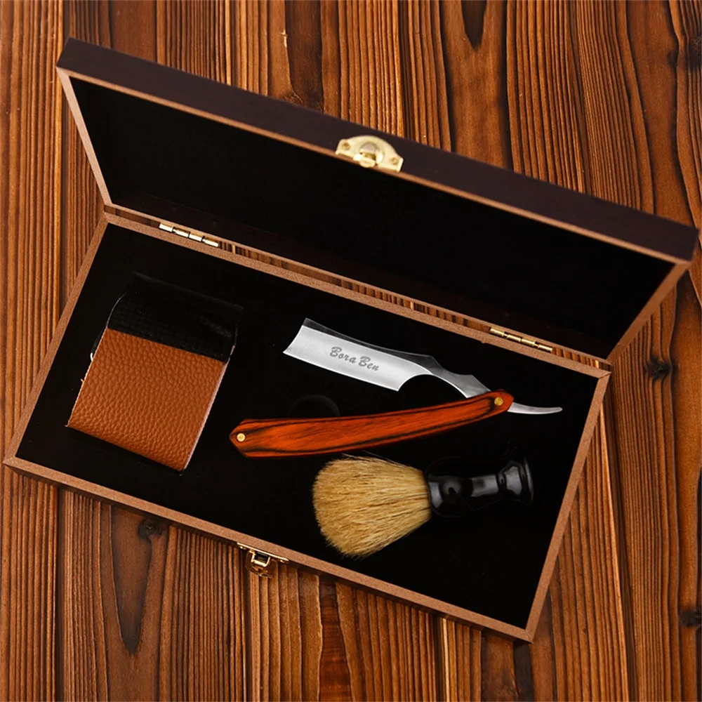

Деревянная коробка, бритва для парикмахерской, триммер из нержавеющей стали, ручной держатель для ножей, бритвы, парикмахерское бритье, держатель ножа для стрижки лица