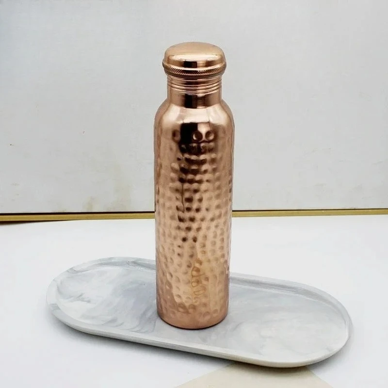 Handmade Pure Copper Water Bottle Portable Leak‑proof Travel Mug for Yoga Outdoor Sports