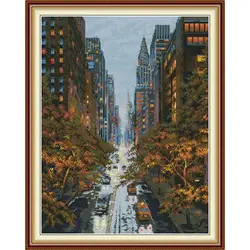 Autunno città Paesaggio Kit punto croce Aida 14CT Bianco 16ct 11ct Tela stampata Panno Ricamo Set Cucito fai da te Decorazioni per la casa Artigianato