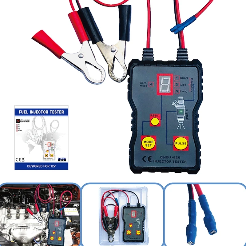 Professional Automotive Fuel Injector Tester Vehicle Fuel System Scan Tool 4 Pulse Model Car Injector Flush Cleaner Tool Kit