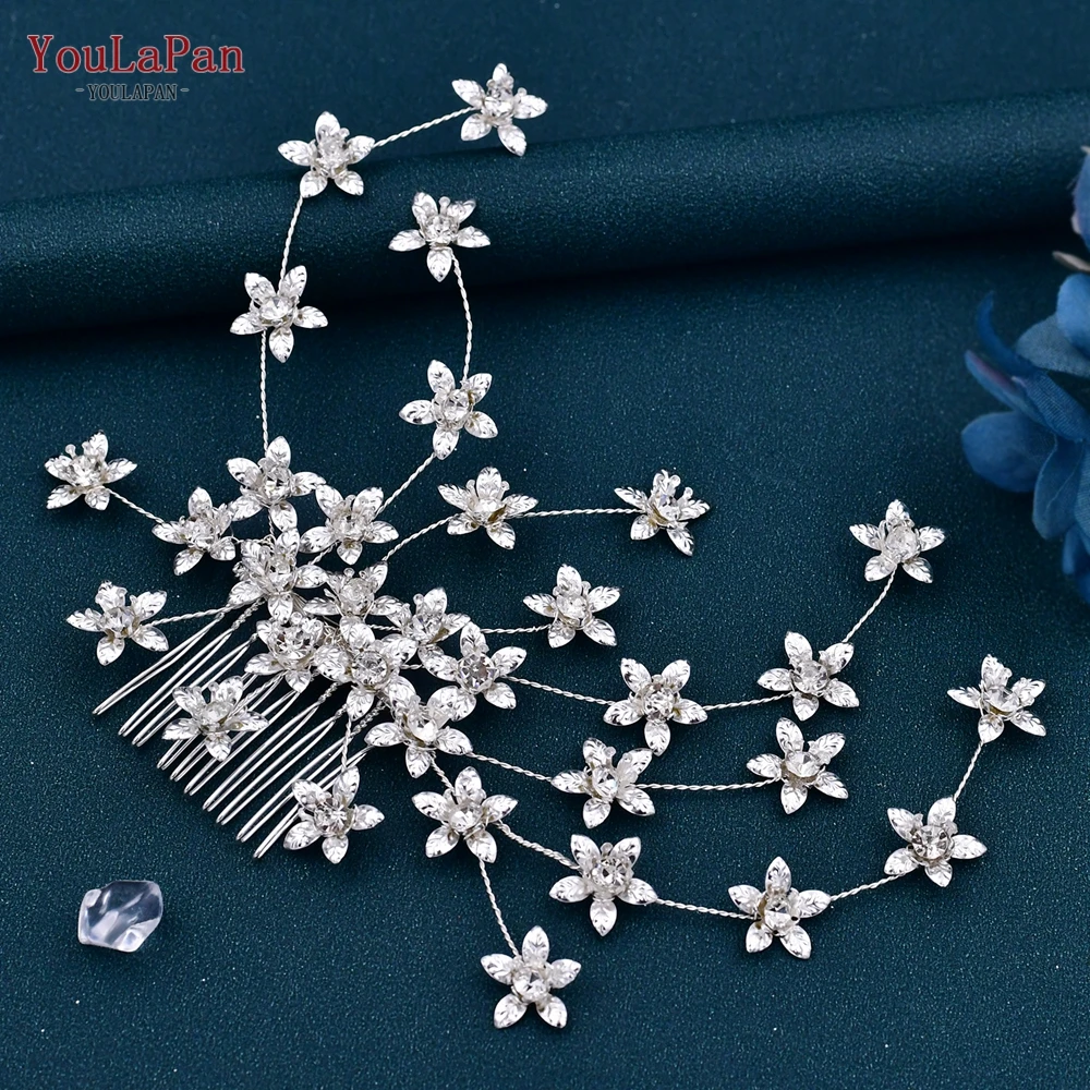 YouLaPan-peine nupcial de aleación para mujer, tocado de flores, joyería elegante de accesorios para el cabello de boda para fiesta, tocado de princesa, HP502